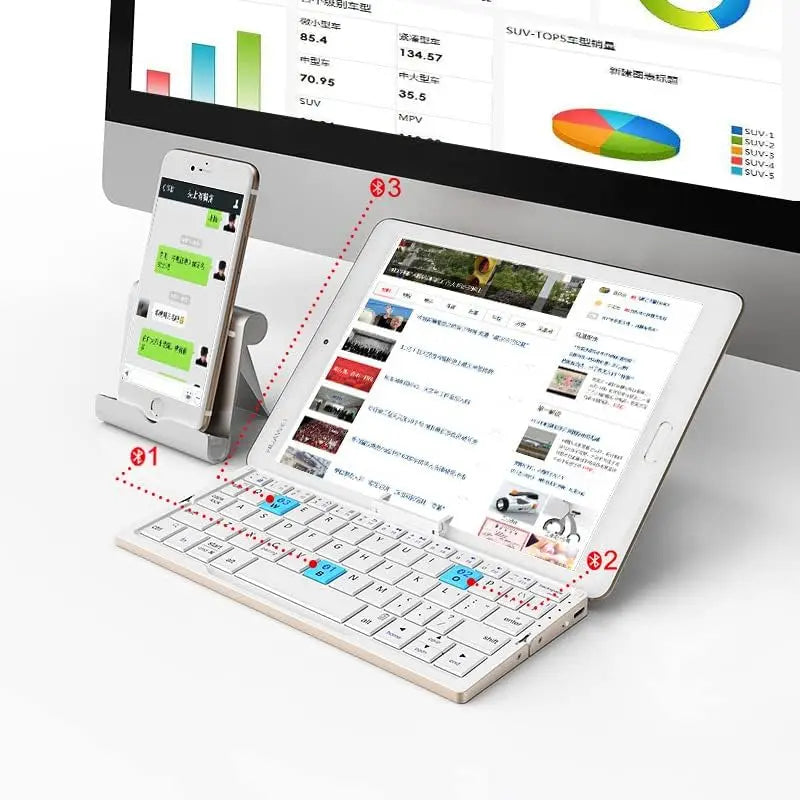 Jomaa faltbare Bluetooth-Tastatur, wiederaufladbare Bluetooth-Tastatur für Laptop, iPad und Smartphone, mini, tragbar und faltbar