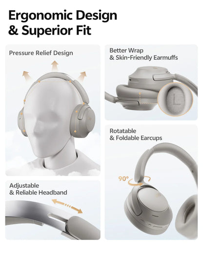 QCY H3S ANC Over-Ear Headphones Bluetooth 6.0 – Hi-Res LDAC Spatial Audio, -56dB Adaptive Noise Cancelling Wireless Headset