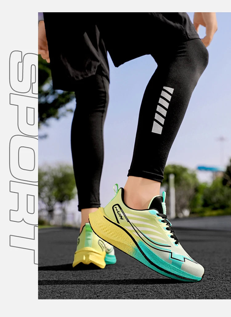 Men's Cushioning Running Shoes with Carbon Plate Marathon Women Lightweight Casual Sneakers for Jogging Workout Fitness Exercise