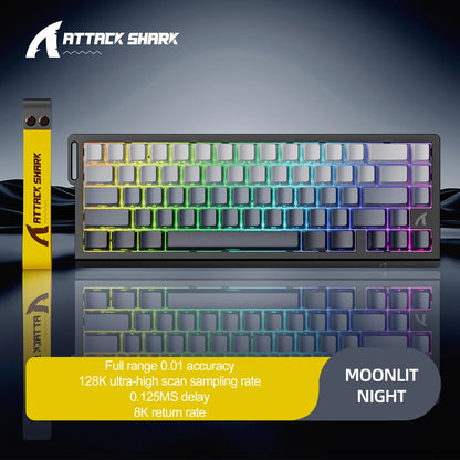 ATTACK SHARK X68 HE Rapid Trigger Magnetic Keyboard 8KHz Wired Gaming Keyboard, 60% RGB Hall Effect Keyboard with 0.01mm RT Accuracy, Snap Tap & DKS for PC/Mac