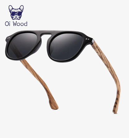 Oi Wood Brand Classic Sunglasses For Mem Women Polarized UV400 Protection Eyewear Wooden Black Glasses Zebra Wood