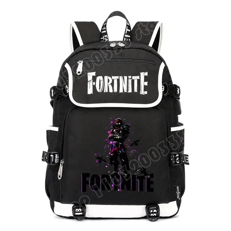 Zaino Fortnites di grande capacità, borsa casual a tracolla con porta USB, unisex, stile anime, cartella per studenti, nuovo regalo di cancelleria elegante