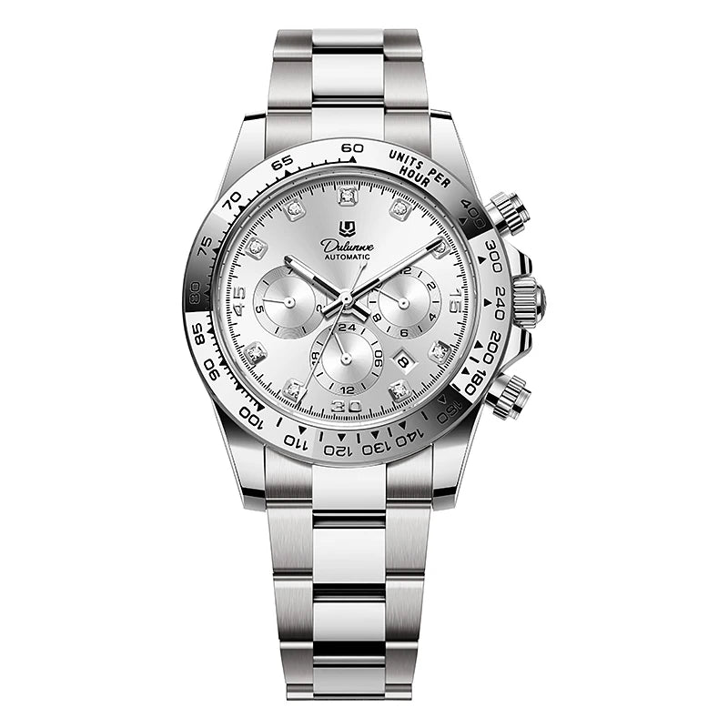 2026 NEW Automatic Mechanical Watch Man Silver Business Casual 3ATM Waterproof Multi-functional Men's Watches