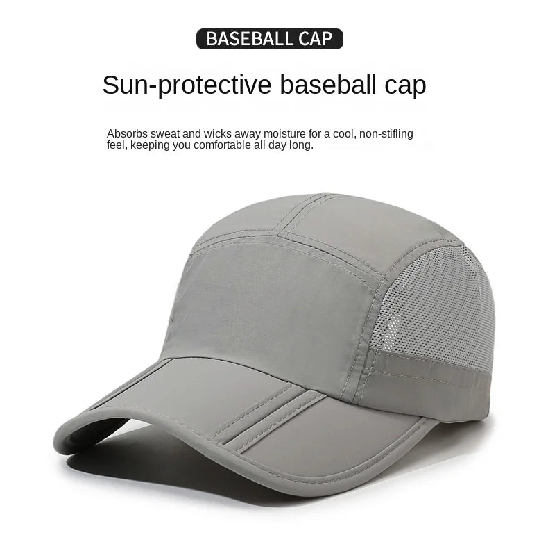 Men Women Quick Dry Baseball Cap Breathable UV Protection Mesh Sun Hat Adjustable Outdoor Sport Caps for Hiking Camping Fishing