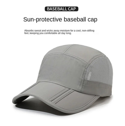 Men Women Quick Dry Baseball Cap Breathable UV Protection Mesh Sun Hat Adjustable Outdoor Sport Caps for Hiking Camping Fishing