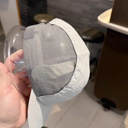 Korean Letter Embroidery Baseball Cap - Peaked Hat, Breathable Mesh Quick Drying UV Protection, Simple ins Style Lightweight