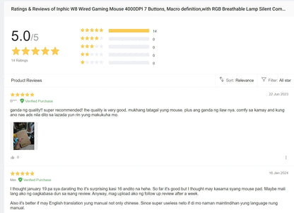 Factory Sales Inphic W8 Wired Gaming Mouse 4000DPI 7 Buttons Macro Definition RGB Breathable Lamp Silent Computer Pink Mouse
