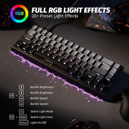 ATTACK SHARK X68 HE Rapid Trigger Magnetic Keyboard 8KHz Wired Gaming Keyboard, 60% RGB Hall Effect Keyboard with 0.01mm RT Accuracy, Snap Tap & DKS for PC/Mac