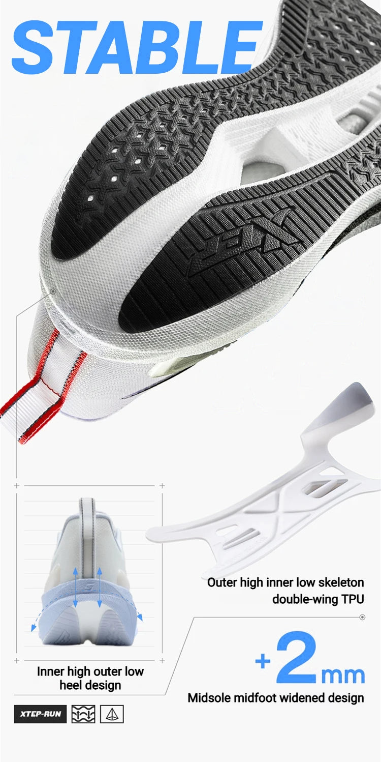 Xtep 2000 km 5.0 hardloopschoenen voor dames, slijtvast, duurzaam, gevechtsbestendig, lichtgewicht sneakers 874118110024