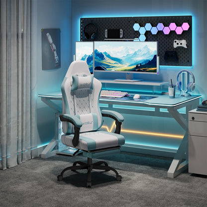 Silla de ordenador giratoria WOLTU con función de masaje, silla de oficina ergonómica con almohada y reposapiés, silla gaming ajustable en altura