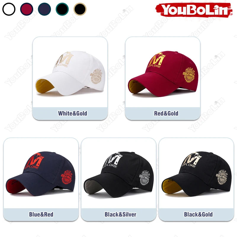 M letter Wolf Totem Embroidery Cotton Adjustable Baseball Cap Sun Hat Trucker Caps Dad Hats