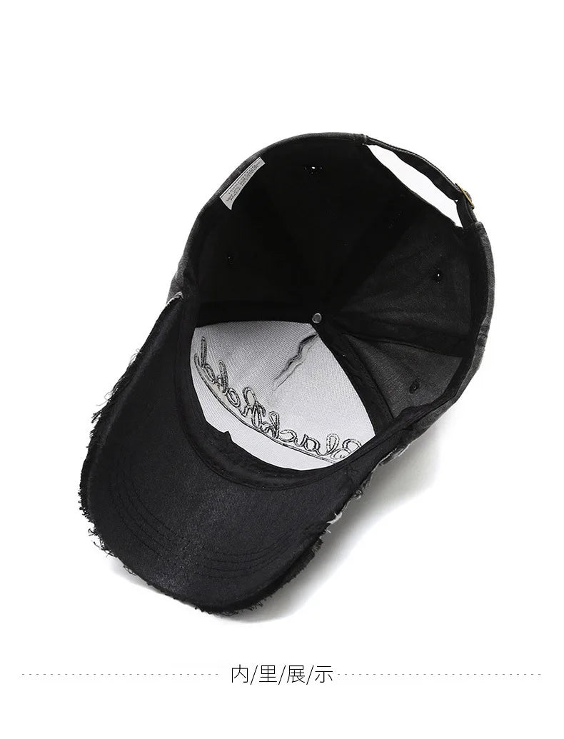 Vintage Embroidery Letter Bull Washed Baseball Cap, Retro Sun Hat for Men Women, Casual Hip Hop Peak Cap