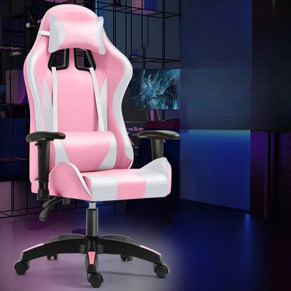 Chaise de jeu ergonomique avec support lombaire et hauteur réglable pour les joueurs sur PC, le travail de bureau, les longues sessions d'ordinateur, confortable