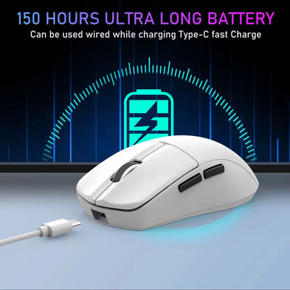 E-YOOSO Portable Ultra Lightweight Mouse Wired Mouse Tri-Mode 2.4G /BT/USB-C Rechargeable Computer Mouse for Laptop/PC/Mac