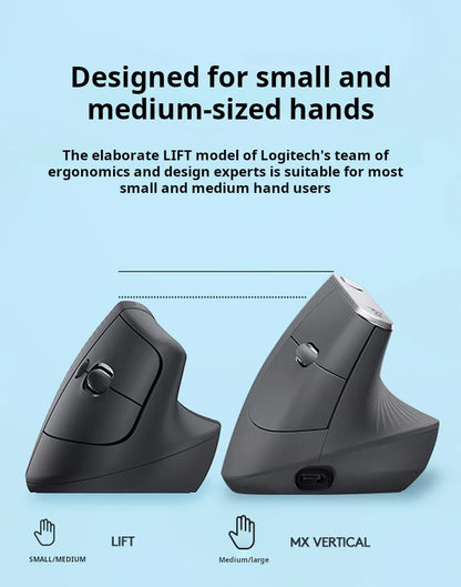 Logitech Lift Ergonomic Bluetooth Wireless Vertical Mouse Small Business Office Mouse Switch Between 3 Devices in Seconds