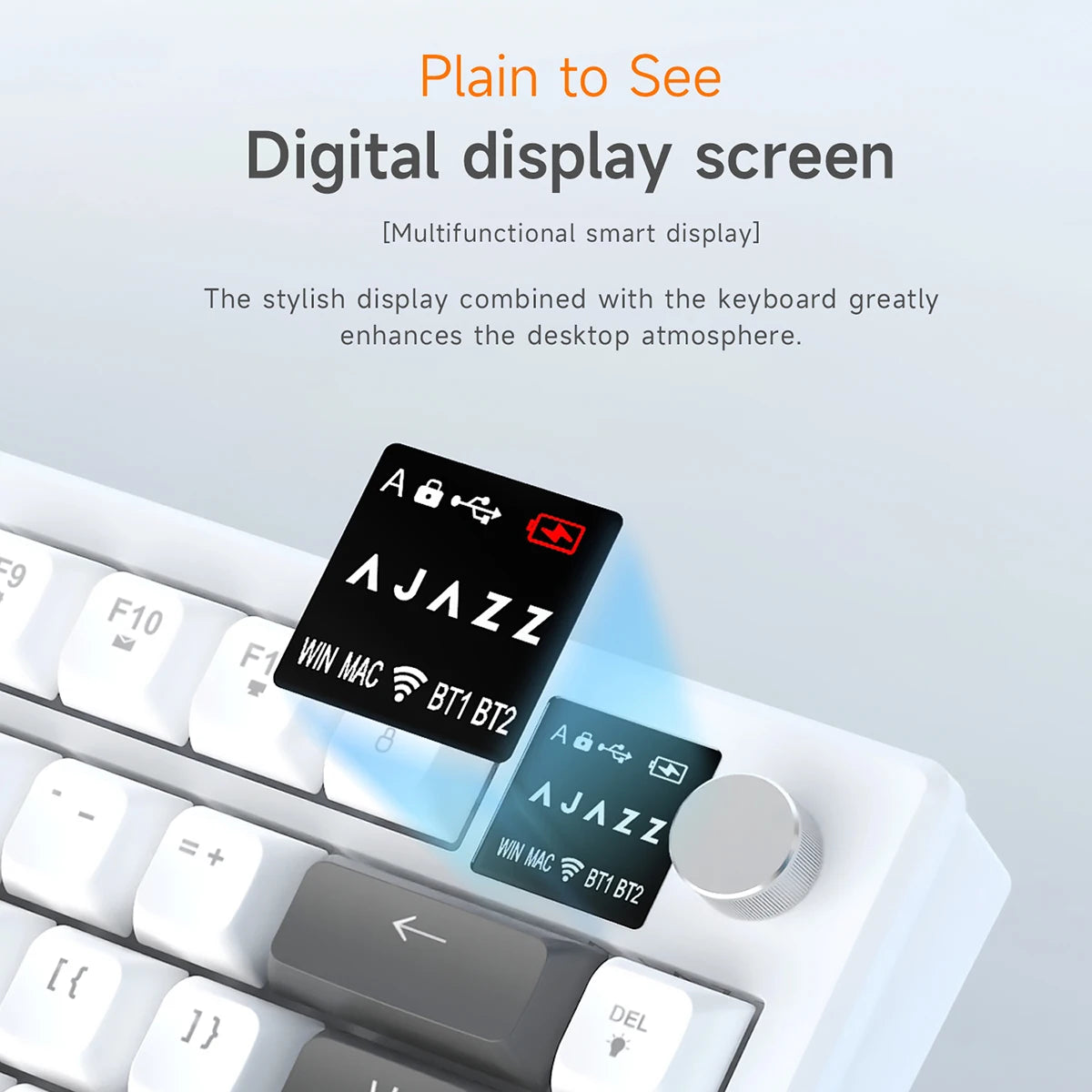 AJAZZ AF82 Office Low-Profile-Tastatur RGB kabelgebundene/kabellose Gaming-Tastatur 75%-Layout 82 Tasten 4000mAh Akku für Win/Mac