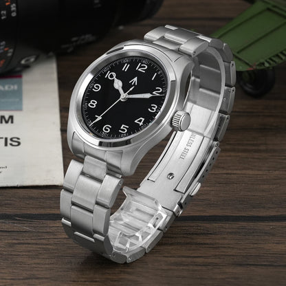 Militado ML08 V2 Vintage-Quarzuhr Military VH31-Uhrwerk Doppeltes Saphirglas C3 BGW-9 Leuchtend Wasserdicht 38mm Uhr