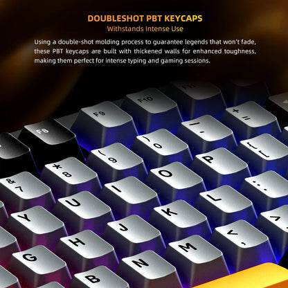 Teclado Mecânico Gaming Sem Fios Machenike K600-B82W Trimodo, Montagem Gasket, Layout ANSI 75% e Retroiluminação RGB