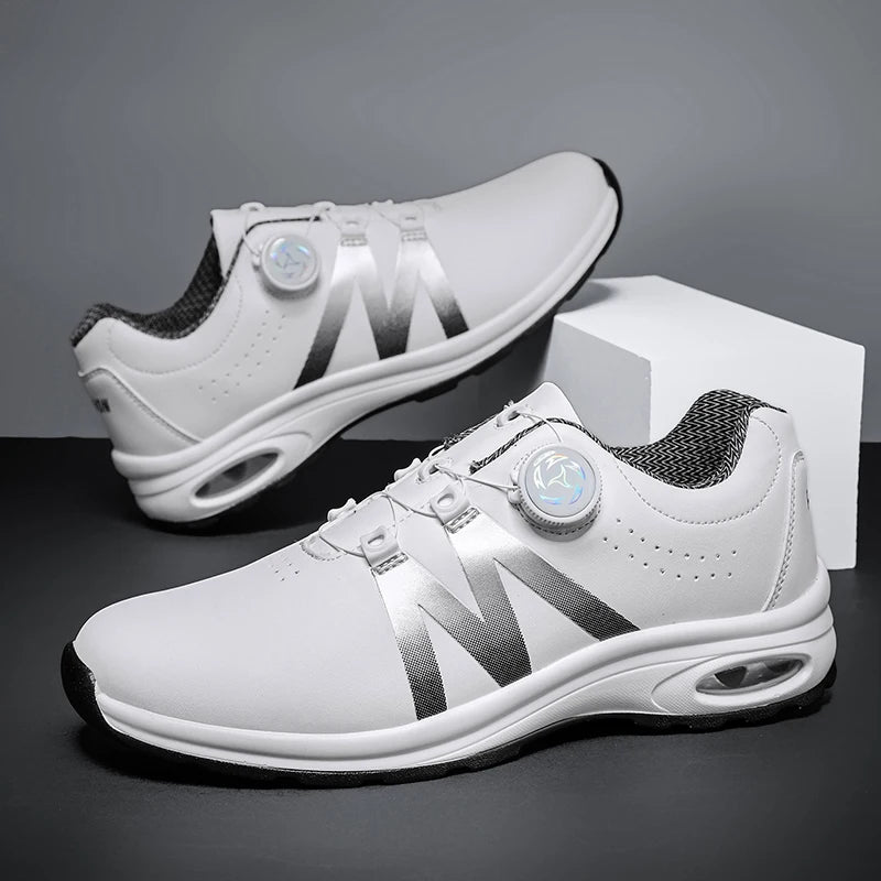 Golf Shoes Air Cushion Men Sports Running Driving Shoes Breathable Lightweight Comfortable Athletic Nonskid Rotating Sneakers