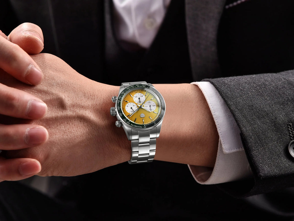ROSSITIMI Urban Premium Men Quartz Watch Light Luxury Sports Stainless Steel VK63 Tachymeter Luminous 100m Diving Luminous Reloj