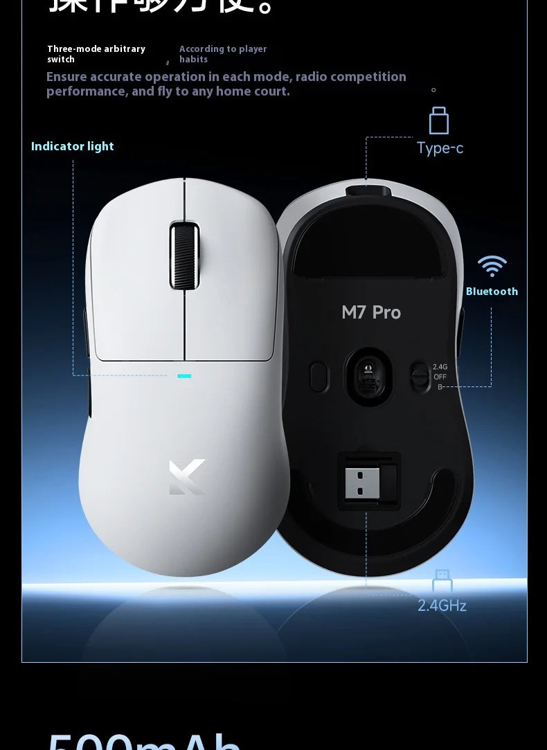 MCHOSE M7 Ultra ergonomska gaming miška PAW3950 Super Sensor TOPSPEED 8000Hz frekvenca poročanja, lahka zasnova, Realtek Master Mice