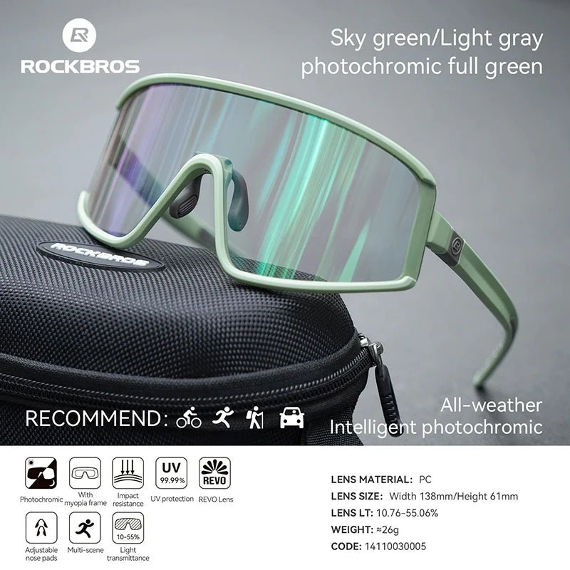 ROCKBROS Cycling Glasses Polarized Photochromic Anti-Fog Sunglasess Windproof Goggles Sport MTB Road Bike Shades