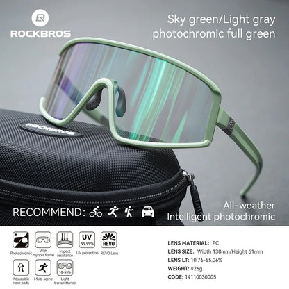 ROCKBROS Cycling Glasses Polarized Photochromic Anti-Fog Sunglasess Windproof Goggles Sport MTB Road Bike Shades