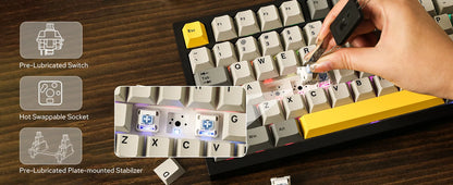 Ajazz AK820 Pro 75% Bluetooth 5.1/2.4G Wireless/Wired Gasket-mounted Mechanical Keyboard with TFT Screen for Mac/Win