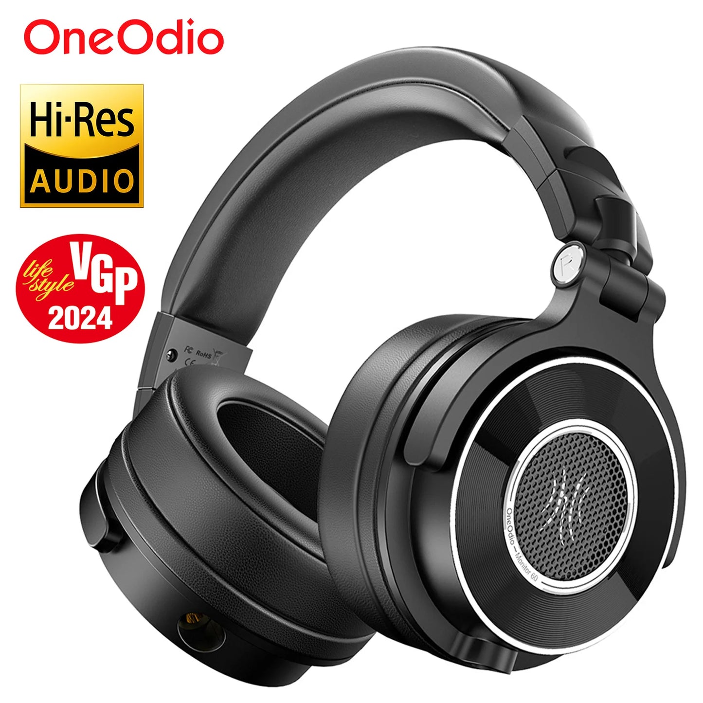 OneOdio Monitor 60 Wired HiFi Headphones Professional Studio DJ Headphones with 50mm Driver, Stereo Over Ear Headset, Detachable Cable & Microphone