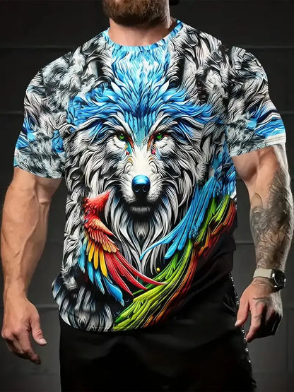 Letní trička s potiskem vlka a zvířat v 3D pro muže a ženy, hip-hopová trička s krátkým rukávem, ležérní oversized trička ve stylu Harajuku a Y2K, pánské oblečení