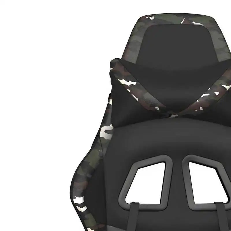 Gaming Chair Massage Footrest Black & Camouflage 67X64X116-127 cm in Imitation Leather, 360° Adjustable Reclining Seat Load Capacity 110 kg
