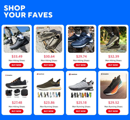 Baasploa Men Hiking Shoes Outdoor Climbing Mesh Breathable Travel Walking Shoes Male Non-Slip Wear Resistant Comfortable Sneakers