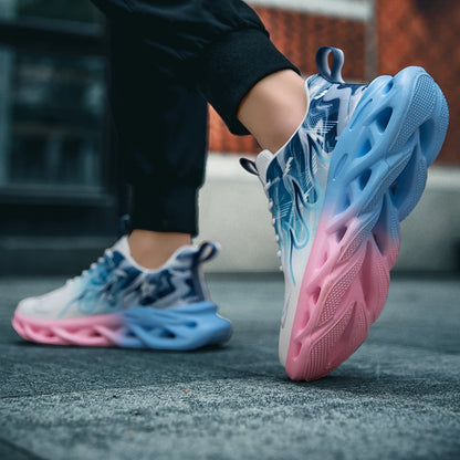 Men Running Shoes Mesh Breathable Flat Cushioning Soft Comfortable Sneakers Outdoor Gym Trendy Casual Jogging Shoes for Men