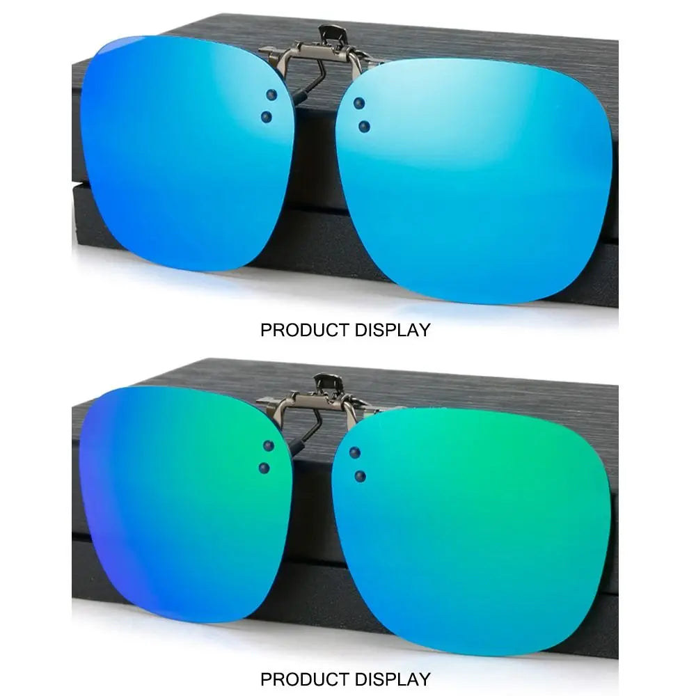 Metal Clip Clip-On Polarized Sunglasses Convenient Rimless Flip-up Sun Glasses for Prescription Glasses UV400 Polygonal Shades