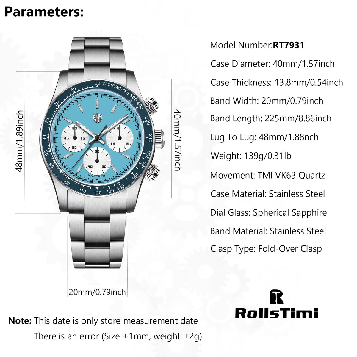 Rossitimi Casual Elegance herenhorloge met kwarts, lichte luxe, premium roestvrij staal, saffierglas, klein, drie-pins, lichtgevend duikhorloge