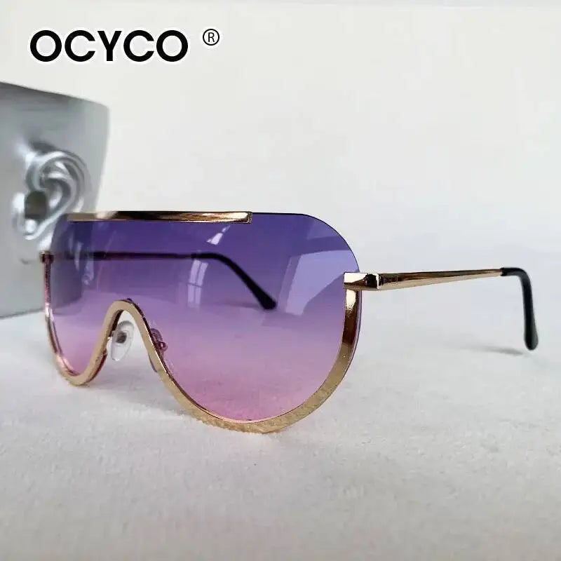 2026 Oversized Metal Rimless Integrated Windproof Sunglasses For Women Trends Y2k Luxury Brand Design Sun Glasses Unisex UV400