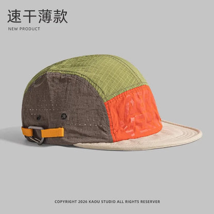 Japanese Retro Color Matching 5-panel Baseball Caps for Men Summer Outdoor Camping Leisure Sun Protection Niche Women's Hats
