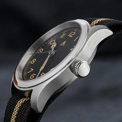 Militado ML08 V2 Vintage-Quarzuhr Military VH31-Uhrwerk Doppeltes Saphirglas C3 BGW-9 Leuchtend Wasserdicht 38mm Uhr