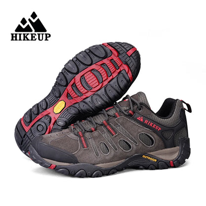 HIKEUP Hiking Shoes Men's Winter Climbing Trekking Sneakers for Men Leather Breathable Outdoor Anti-Skid Sports Work Shoes