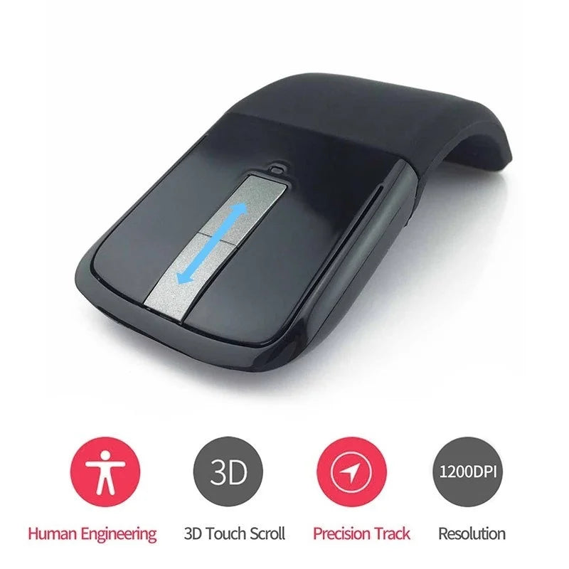 Bluetooth Wireless Arc Touch Mouse For Microsoft PC Laptop 1200DPI Optical Folding Mouse Slim Notebook Gaming Computer Mice