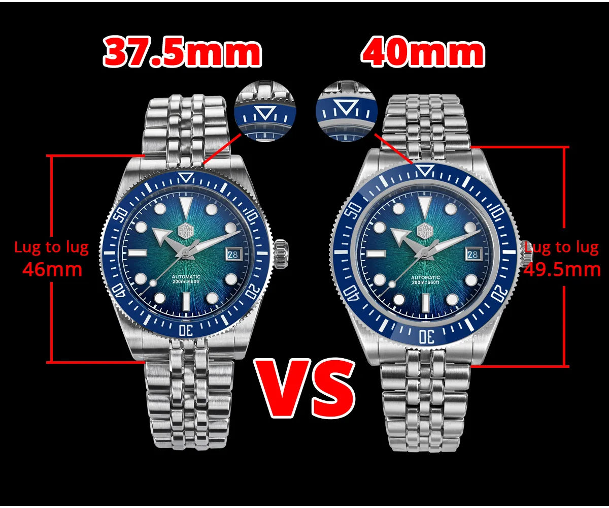 San Martin 40mm Men's Luxury Diver Watch Miyota 9015 Enamel Sunburst Dial Automatic Mechanical Wristwatch Waterproof 200m SN0148