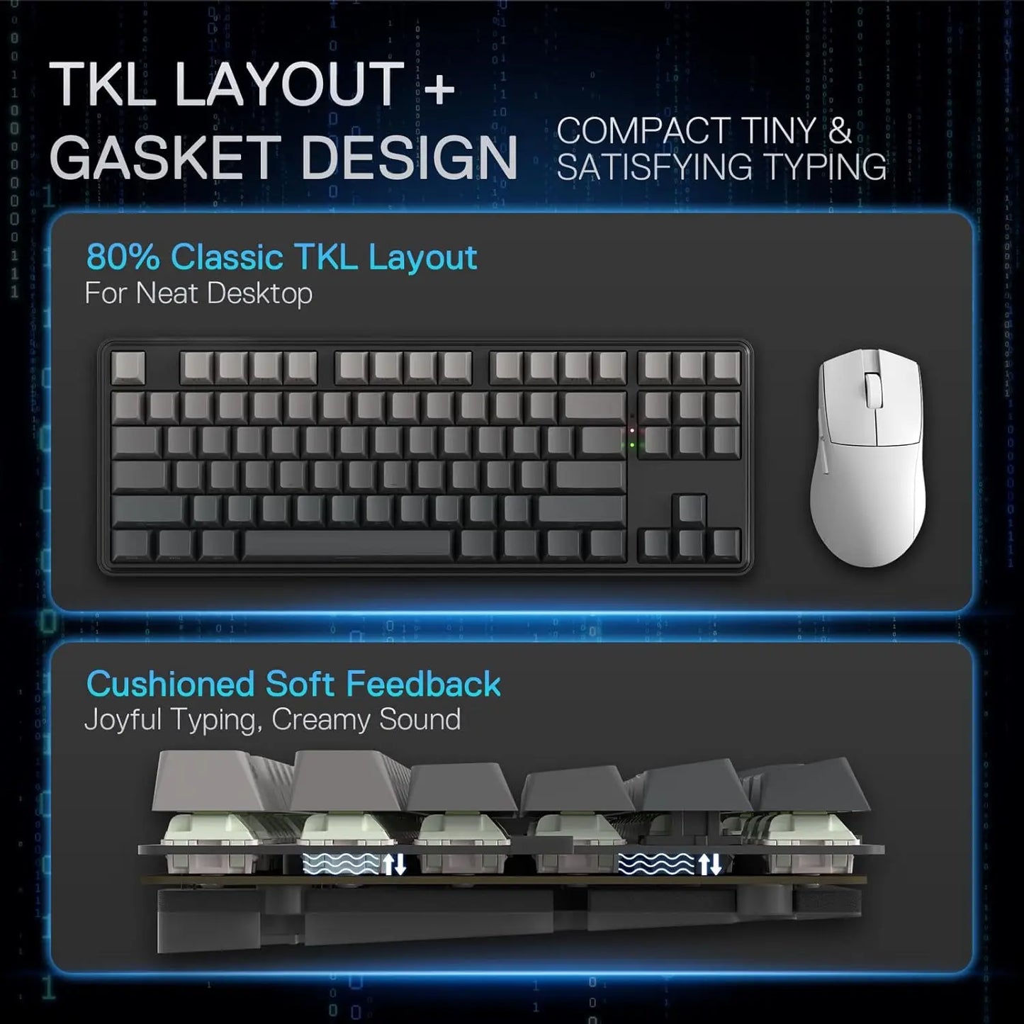 Redragon K707 PRO GB 80% Gasket RGB Gaming 3-Modes Wireless TKL Mechanical Hot-Swap Noise Dampening Keyboard, Mint Mambo Switch
