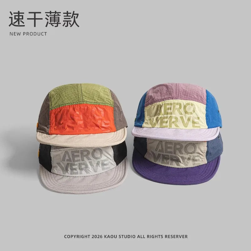 Japanese Retro Color Matching 5-panel Baseball Caps for Men Summer Outdoor Camping Leisure Sun Protection Niche Women's Hats