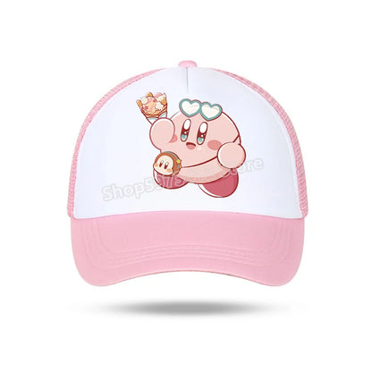 Kirby Summer Baseball Polyester Hats Universal Casual Cap Truck Driver Cartoon Peripheral Items Adult Adjustable Children Action