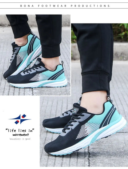 BONA New Popular Style Men Running Mesh Weaving Upper Sport Shoes ventilate Jogging Walking Sneakers Lace Up