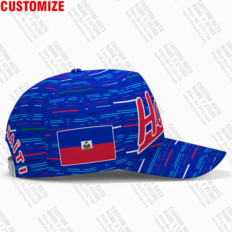 Haiti Free Custom College Name Number Team Logo Hat Hti Country Travel French Nation Haitian Republic Flag Baseball Cap