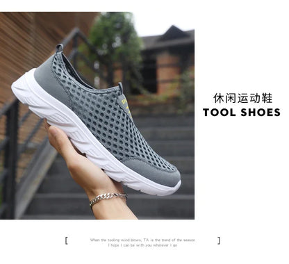YRZL Lightweight Men's Casual Shoes, Breathable Slip-On Male Casual Sneakers, Anti-Slip Men's Flats, Outdoor Walking Shoes Size 39-46