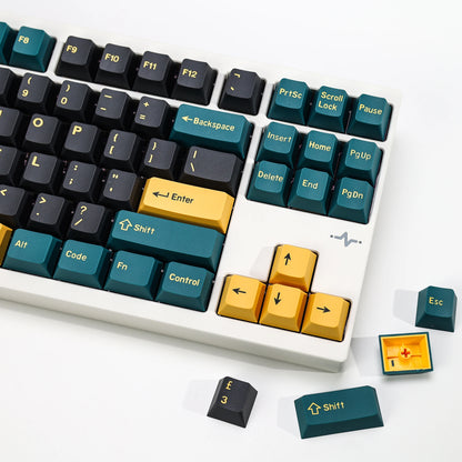 KBDiy GMK MarrsGreen Tastenkappen Retro PBT ISO Double-Shot Cherry-Profil Tastenkappen für MX-Switches Mechanische Gaming-Tastatur-Tastenkappen