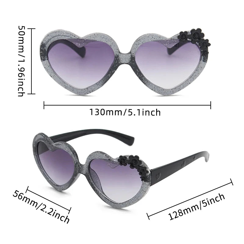 Baby Girls Cute Acrylic Heart Shape Flowers UV400 Sunglasses Children Outdoor Sun Protection Sunglasses Kids Sun Glasses