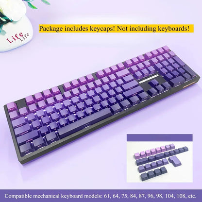 New 133 Keys Gradient Green Shine Through Keycaps Side Printed PBT Keycap Cherry Profile Double Shot for Mechanical Keyboards